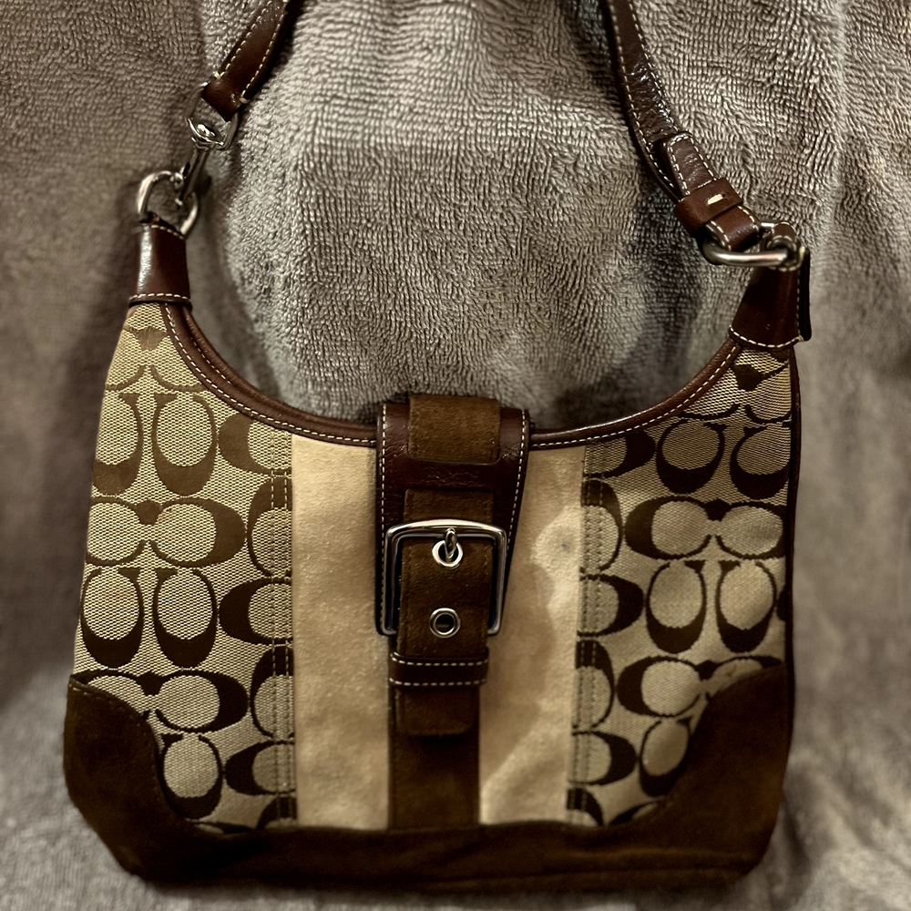 Brown and Tan Designer Shoulder Bag
